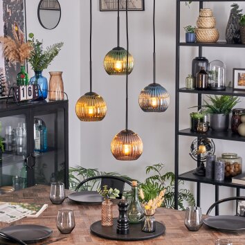 Koyoto hanging light, globe light, Cluster pendant lamp blue, gold, green, coppery, 4-light sources