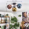 Ripoll ceiling light, globe light blue, gold, coppery, 3-light sources