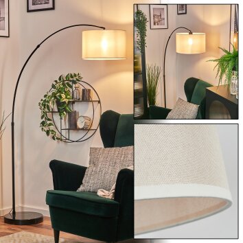 Bassagoda floor lamp, Arch lamps black, 1-light source, Fabric shade