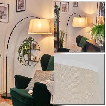 Bassagoda floor lamp, Arch lamps black, 1-light source, Fabric lampshade