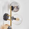 Gastor globe light, wall light gold, black, 3-light sources