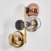 Koyoto globe light, wall light gold, black, 3-light sources
