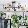 Koyoto ceiling light, globe light 78 cm Amber, chrome, Smoke-coloured, 6-light sources