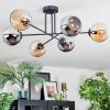 Koyoto ceiling light, globe light 78 cm Amber, chrome, Smoke-coloured, 6-light sources