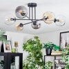 Koyoto ceiling light, globe light 78 cm Amber, clear, Smoke-coloured, 6-light sources