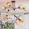 Koyoto ceiling light, globe light 78 cm Amber, clear, 6-light sources