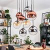 Gastor hanging light, globe light, pendant light Amber, chrome, clear, coppery, Smoke-coloured, 8-light sources