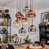 Gastor hanging light, globe light, pendant light Amber, chrome, clear, coppery, Smoke-coloured, 8-light sources