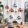 Gastor hanging light, globe light, pendant light Amber, chrome, clear, coppery, Smoke-coloured, 8-light sources