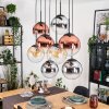 Gastor hanging light, globe light, pendant light Amber, chrome, clear, coppery, Smoke-coloured, 8-light sources