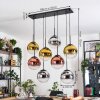 Gastor hanging light, globe light, pendant light chrome, gold, clear, coppery, Smoke-coloured, 8-light sources