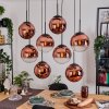 Gastor hanging light, globe light, pendant light clear, coppery, 8-light sources