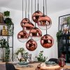 Gastor hanging light, globe light, pendant light clear, coppery, 8-light sources