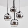 Koyoto hanging light, globe light, Cluster pendant lamp chrome, clear, Smoke-coloured, 4-light sources