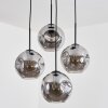 Ripoll hanging light, globe light, Cluster pendant lamp Smoke-coloured, 4-light sources