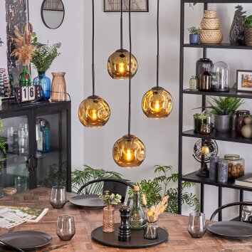 Ripoll hanging light, globe light, Cluster pendant lamp gold, 4-light sources