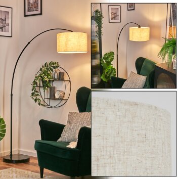 Bassagoda floor lamp, Arch lamps black, 1-light source, Fabric shade