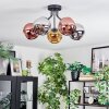 Ripoll ceiling light, globe light chrome, gold, coppery, Smoke-coloured, 5-light sources