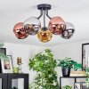 Ripoll ceiling light, globe light chrome, gold, coppery, Smoke-coloured, 5-light sources