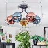 Ripoll ceiling light, globe light blue, gold, coppery, 5-light sources