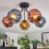 Ripoll ceiling light, globe light blue, gold, coppery, 5-light sources