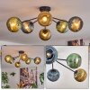 Koyoto ceiling light, globe light 73 cm blue, gold, green, 6-light sources