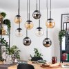 Gastor hanging light, globe light, pendant light Amber, chrome, clear, Smoke-coloured, 8-light sources