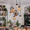 Gastor hanging light, globe light, pendant light Amber, chrome, clear, Smoke-coloured, 8-light sources