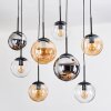 Gastor hanging light, globe light, pendant light Amber, chrome, clear, Smoke-coloured, 8-light sources