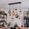 Gastor hanging light, globe light, pendant light Amber, chrome, clear, Smoke-coloured, 8-light sources