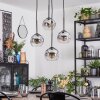 Ripoll hanging light, globe light, Cluster pendant lamp chrome, clear, Smoke-coloured, 4-light sources