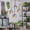 Ripoll hanging light, globe light, Cluster pendant lamp chrome, clear, Smoke-coloured, 4-light sources