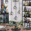 Ripoll hanging light, globe light, Cluster pendant lamp chrome, clear, Smoke-coloured, 4-light sources