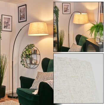 Bassagoda floor lamp, Arch lamps chrome, black, 1-light source, Fabric lampshade