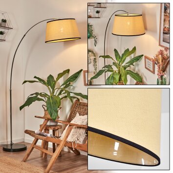 Chellas floor lamp, Arch lamps chrome, black, 1-light source, Fabric shade