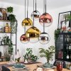 Gastor hanging light, globe light, pendant light chrome, gold, clear, coppery, Smoke-coloured, 6-light sources