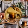 Gastor hanging light, globe light, pendant light chrome, gold, clear, coppery, Smoke-coloured, 6-light sources