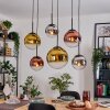 Gastor hanging light, globe light, pendant light chrome, gold, clear, coppery, Smoke-coloured, 6-light sources