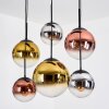 Gastor hanging light, globe light, pendant light chrome, gold, clear, coppery, Smoke-coloured, 6-light sources