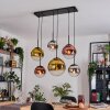 Gastor hanging light, globe light, pendant light chrome, gold, clear, coppery, Smoke-coloured, 6-light sources