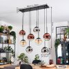 Gastor hanging light, globe light, pendant light Amber, chrome, clear, coppery, Smoke-coloured, 8-light sources