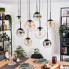 Gastor hanging light, globe light, pendant light Amber, clear, Smoke-coloured, 8-light sources