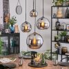 Koyoto hanging light, globe light, Cluster pendant lamp chrome, Smoke-coloured, 4-light sources