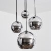 Koyoto hanging light, globe light, Cluster pendant lamp chrome, Smoke-coloured, 4-light sources