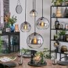Koyoto hanging light, globe light, Cluster pendant lamp clear, Smoke-coloured, 4-light sources