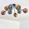 Ripoll ceiling light, globe light blue, gold, coppery, 8-light sources