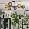 Koyoto ceiling light, globe light 78 cm blue, gold, green, 6-light sources