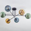 Koyoto ceiling light, globe light 78 cm blue, gold, green, 6-light sources