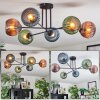 Koyoto ceiling light, globe light 78 cm blue, green, coppery, 6-light sources
