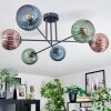 Koyoto ceiling light, globe light 78 cm blue, green, coppery, 6-light sources